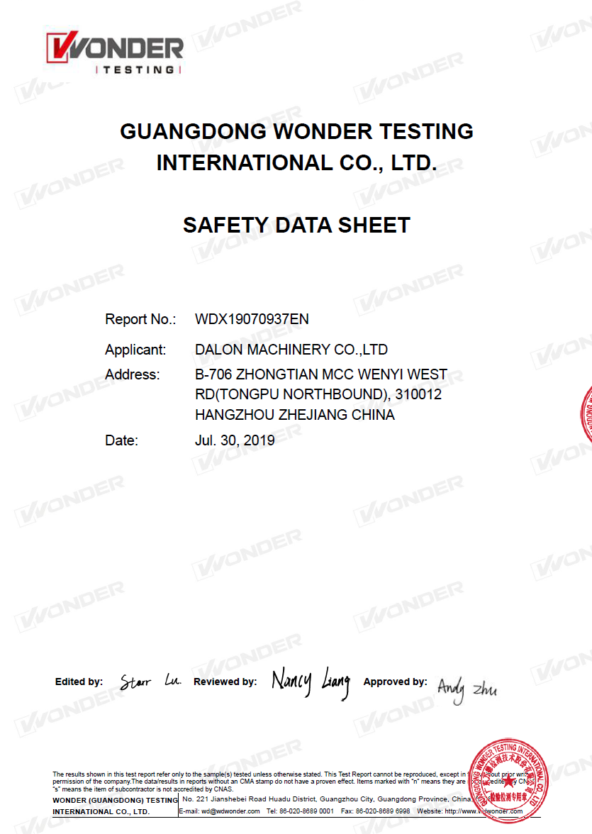 MSDS CERTIFICATE PAGE1