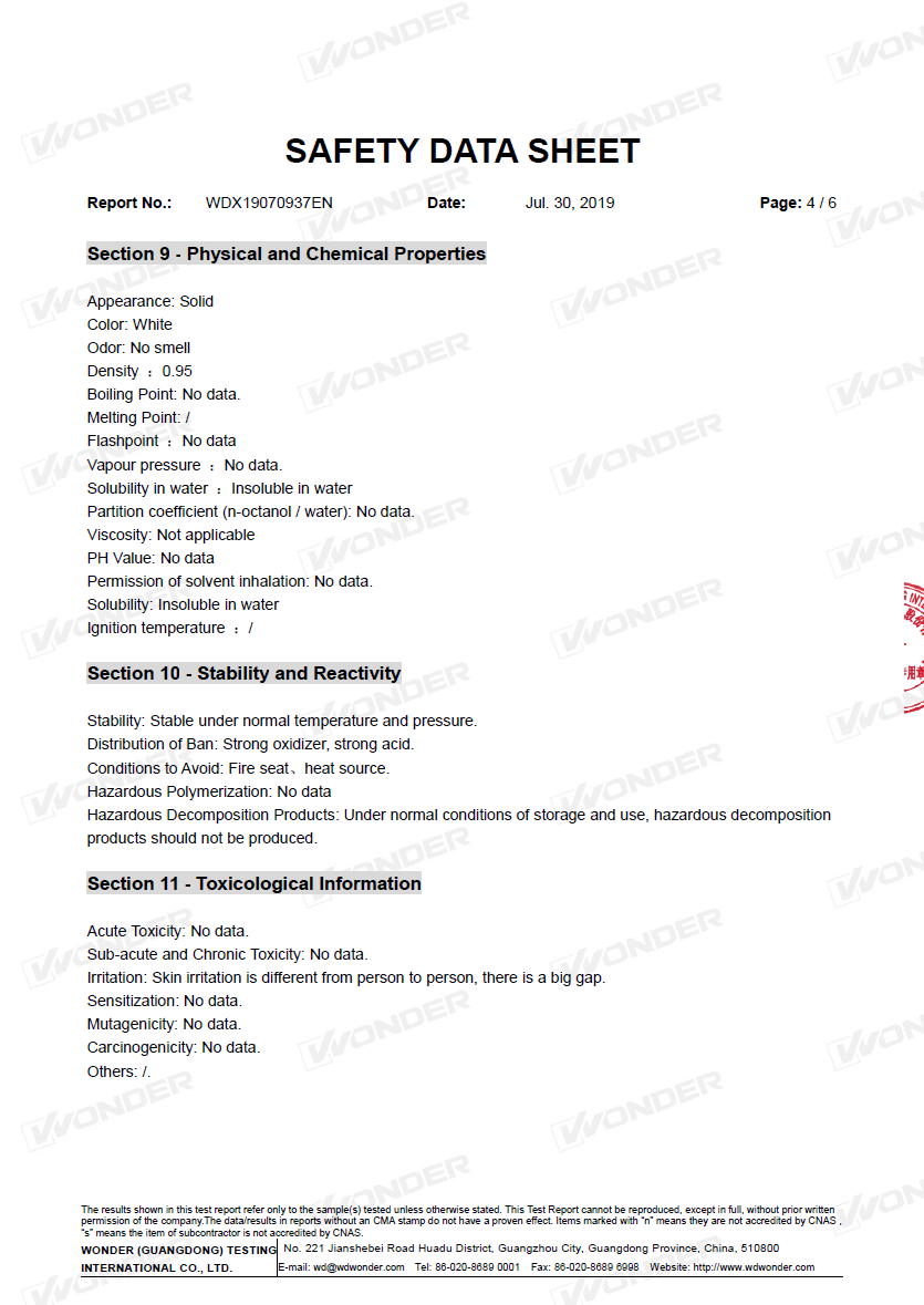 MSDS CERTIFICATE PAGE5