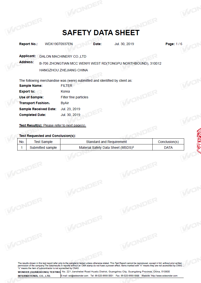 MSDS CERTIFICATE PAGE2