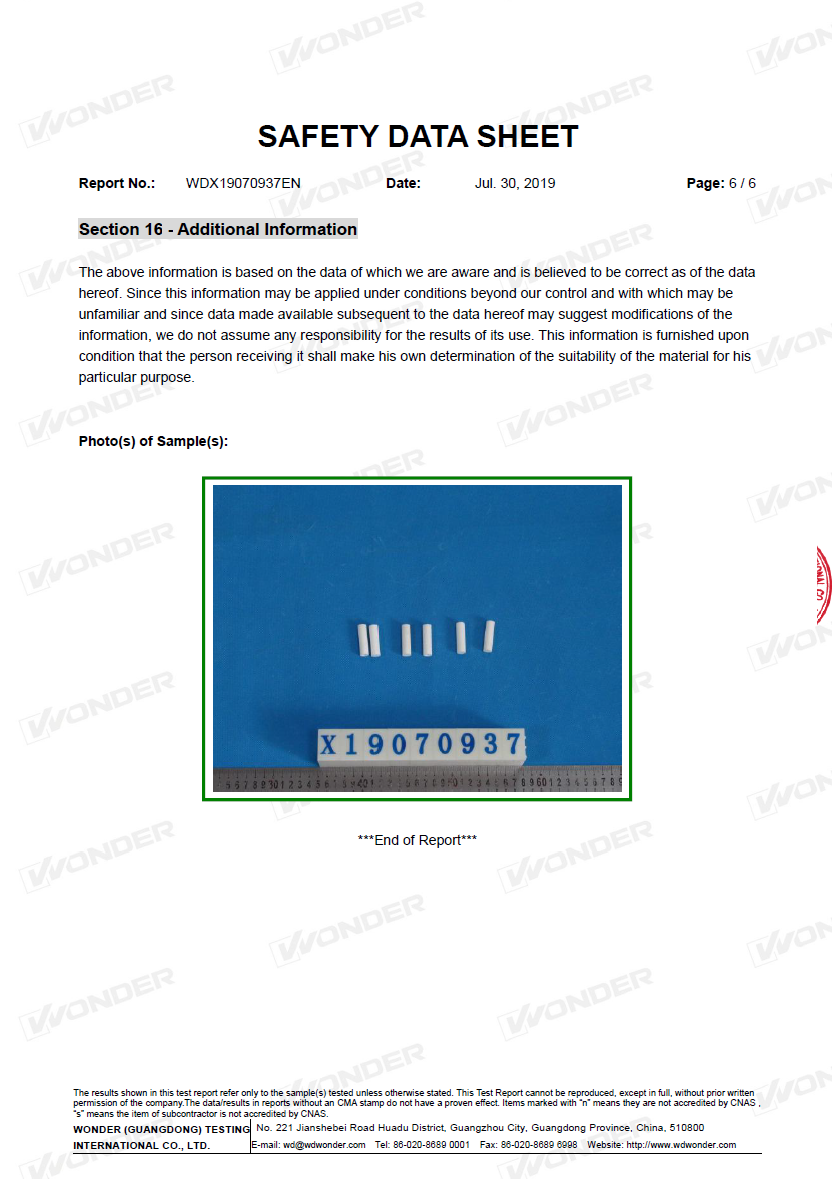 MSDS CERTIFICATE PAGE7