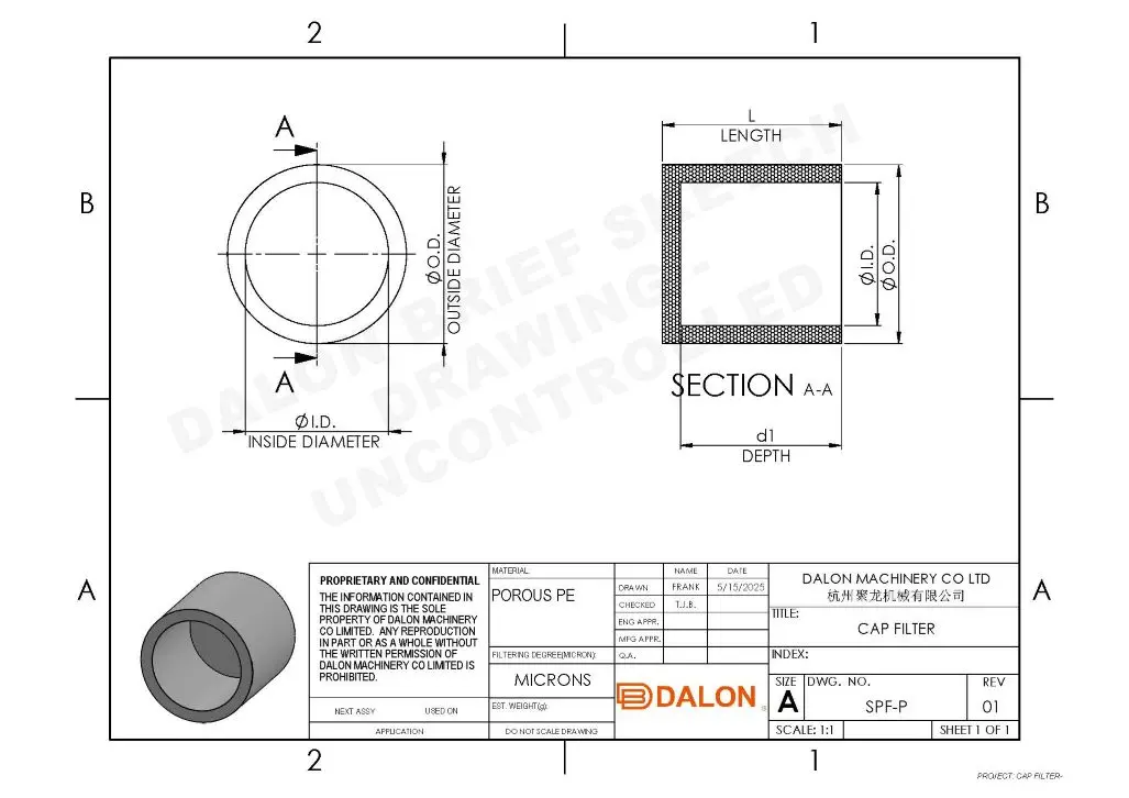 Plastic Air Filter Technical Drawing