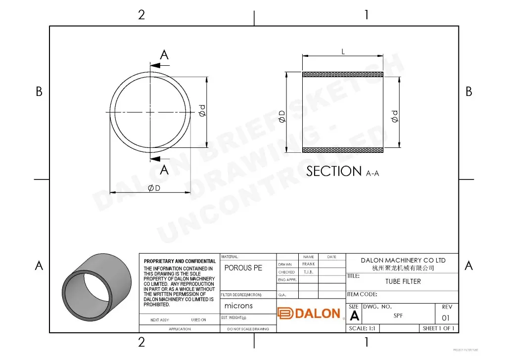 Cylinder filter Technical Drawing
